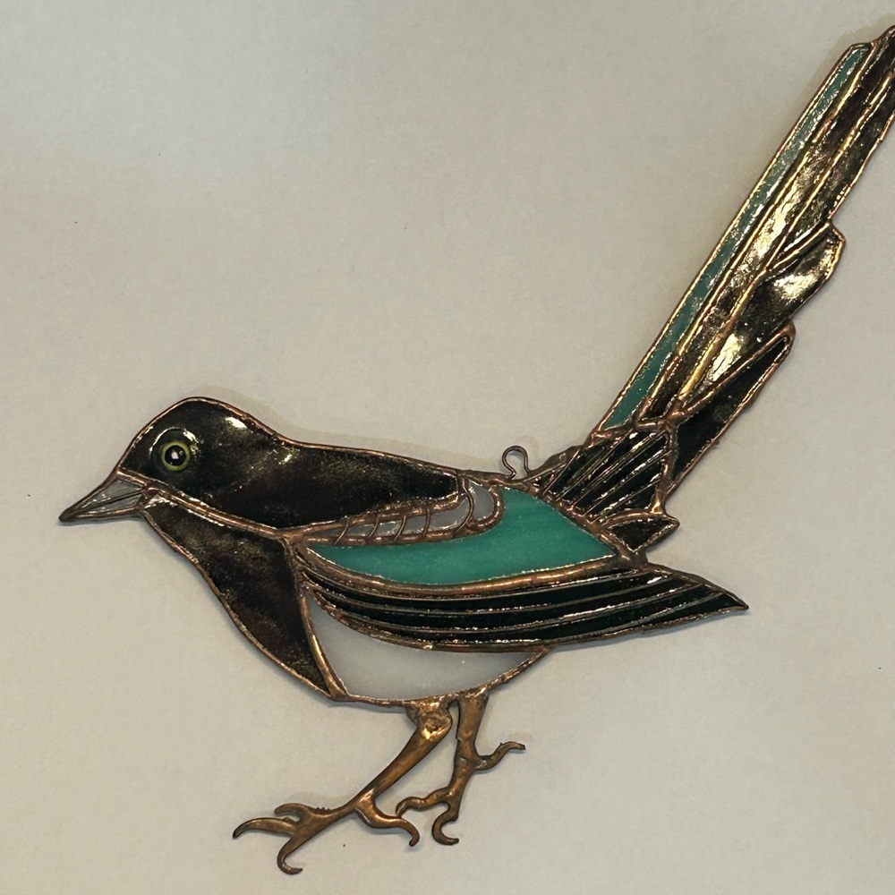 Stained Glass Bird Suncatcher - Black and Green